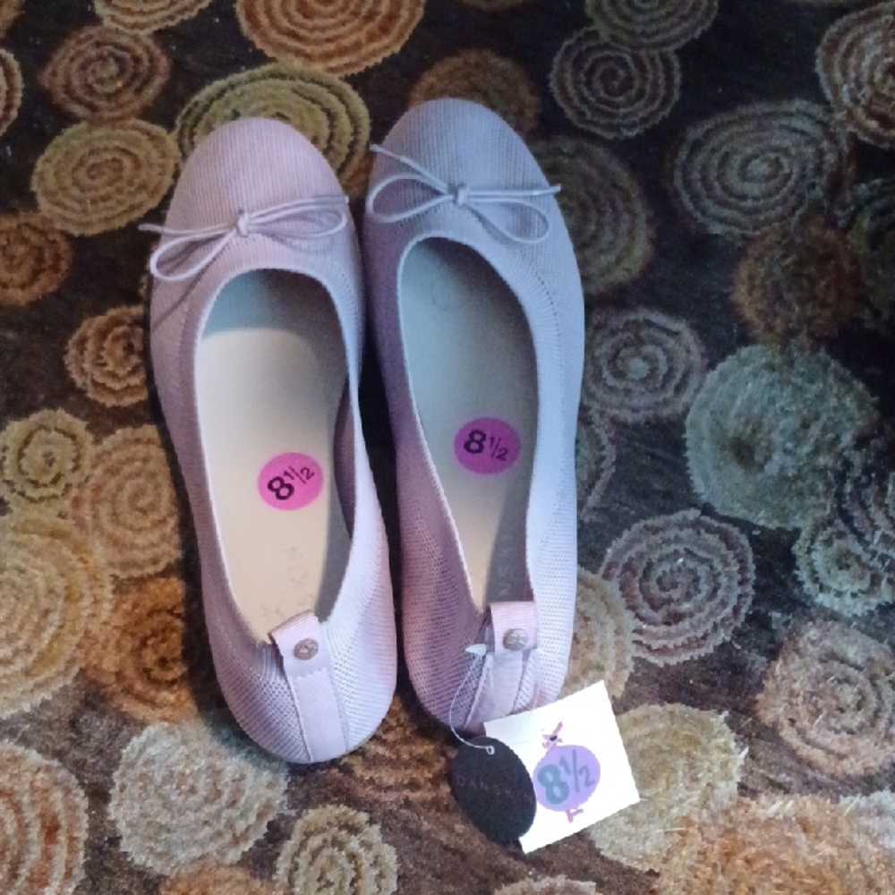 Women's Ballet Flats - Pink Knit Slip-On - Picture 2 of 4